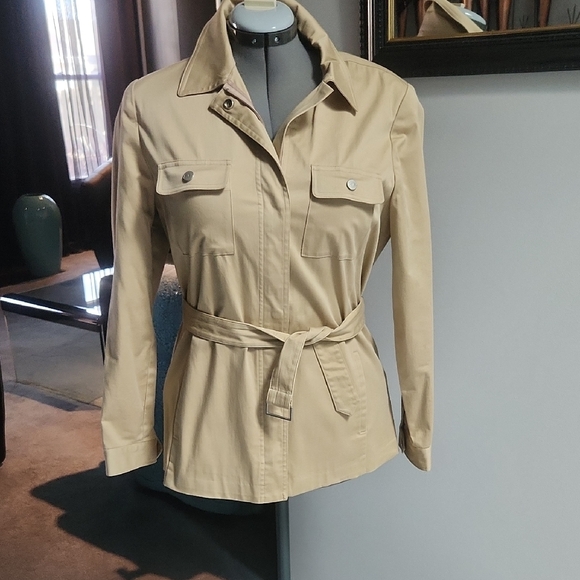 Evan Picone Jackets & Blazers - Evan Picone Tan Utility Jacket with Belted Waist
